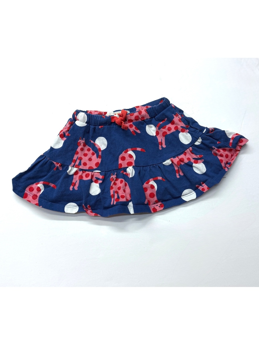 Mini Boden Blue Skort Skirt Pink Cat Print